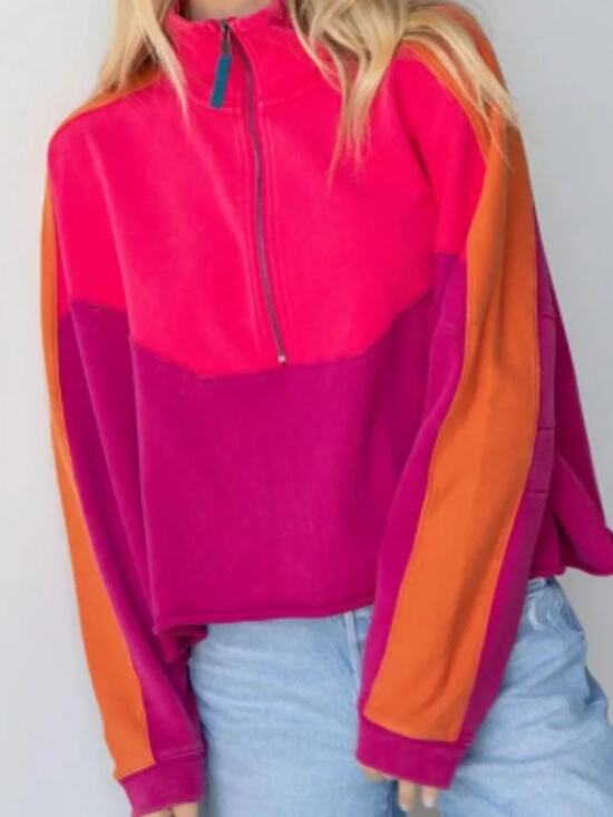 NATURAL LIFE Tops - Natural Life 'Jess' Colorblock French Terry Quarter Zip Sweatshirt sz M